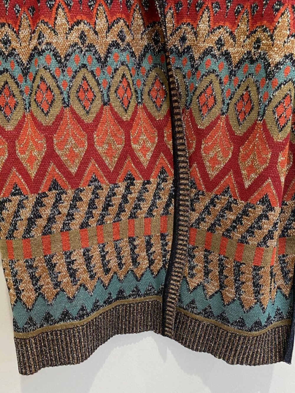 Peruvian Connection Dauphine Open Longline Cardigan Metallic Floral Medallion XL - Picture 7 of 13